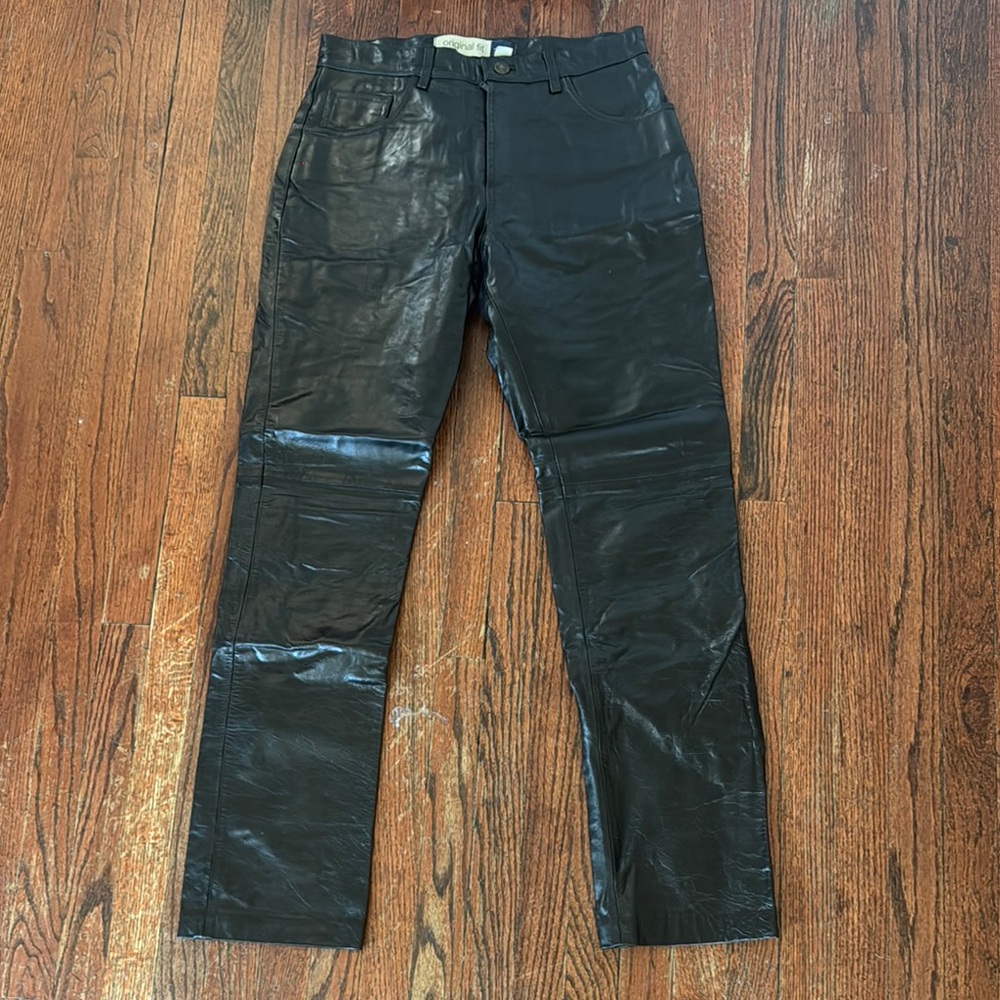 Gap Black Leather Pants- Y2K